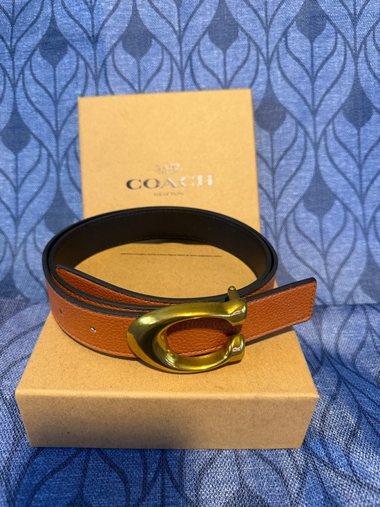 Coach Orange Leather Double-Wrap Bracelet with Gold Buckle
